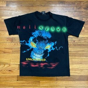 90’s Vintage Hell Spawn Unchained Fury Comics Graphic T Shirt Size L Used